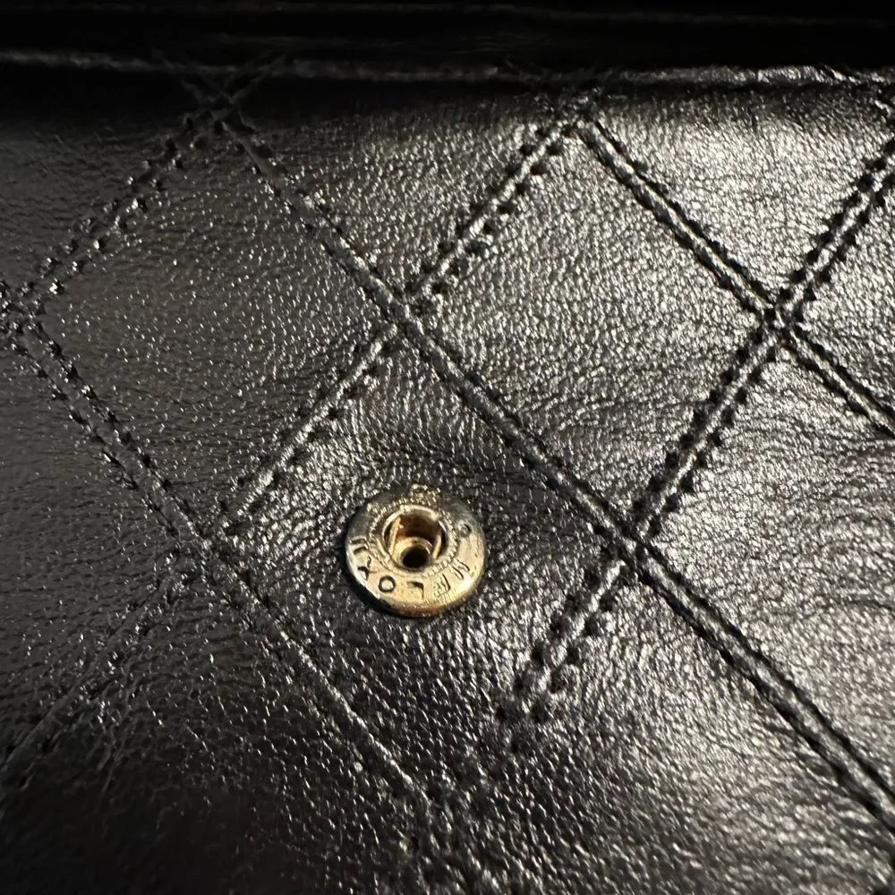 CHANEL Black Quilted Wallet with Envelope Design